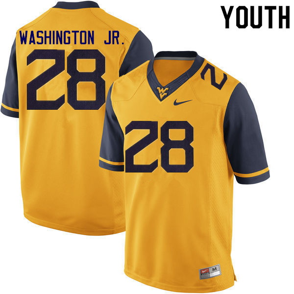 Youth #28 Keith Washington Jr. West Virginia Mountaineers College Football Jerseys Sale-Gold - Click Image to Close